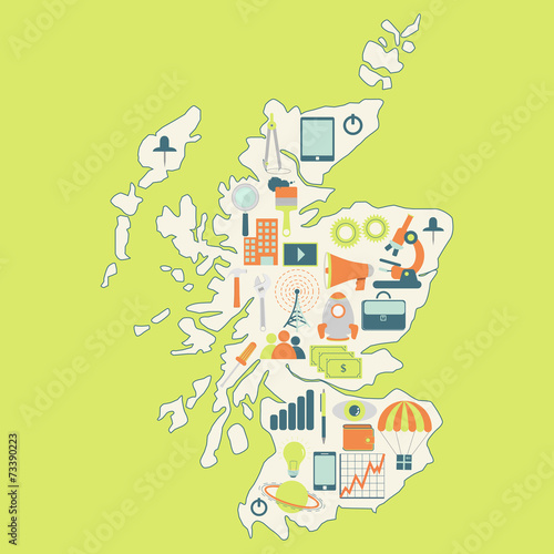 Map of Scotland with technology icons