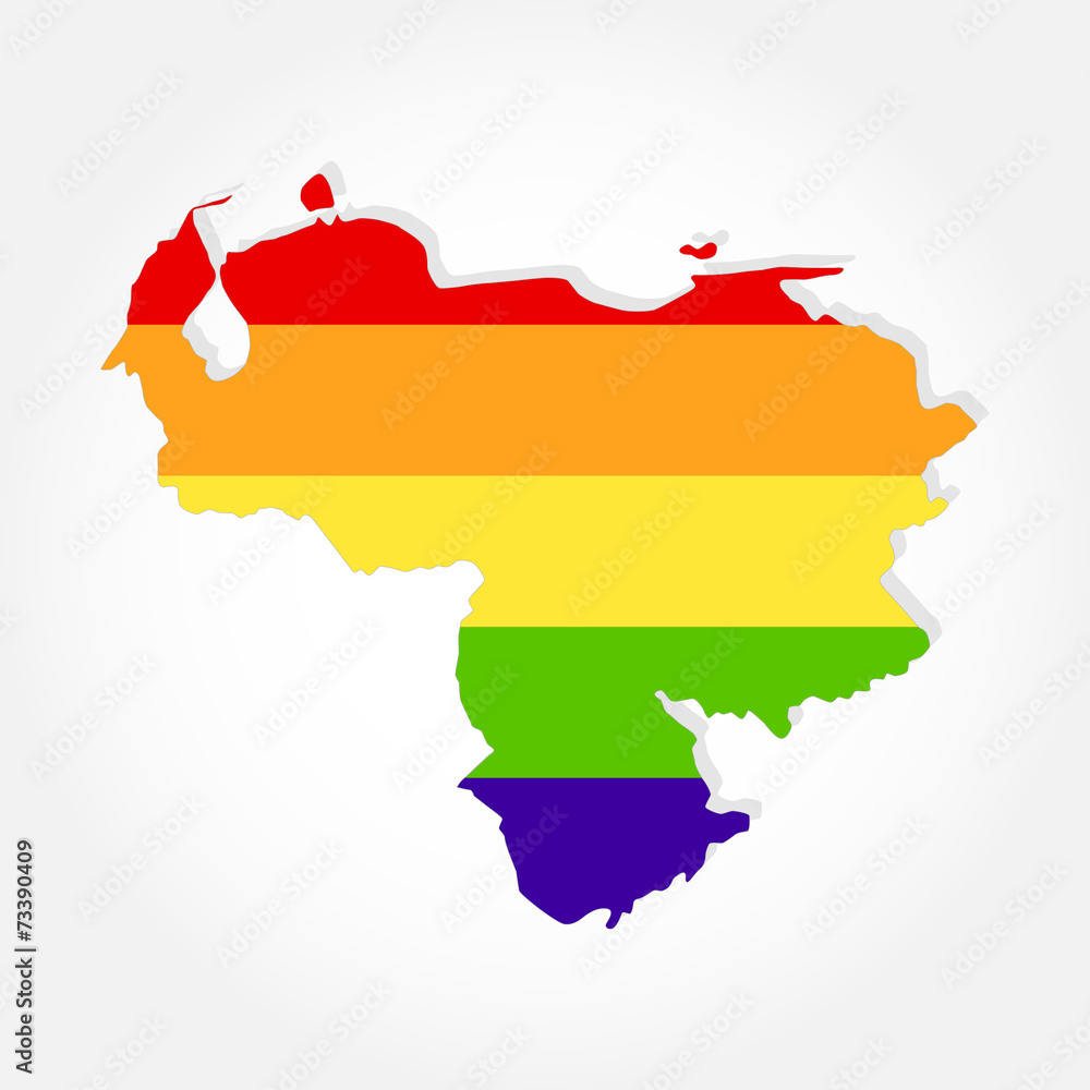 Rainbow flag in contour of Venezuela Rainbow flag in contour of Venezuela