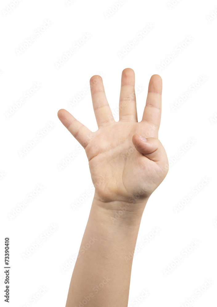 children hand making sign. Isolated on white background children hand making sign. Isolated on white background