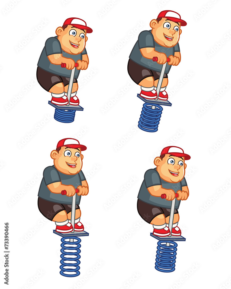 Fat Boy Jumping Pogo Sprite Stock Vector Adobe Stock