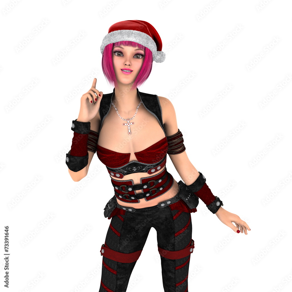 サンタクロース帽子の女性