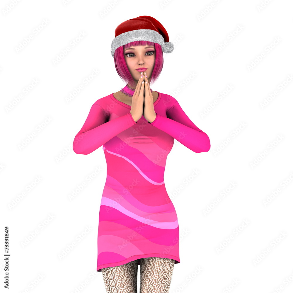 サンタクロース帽子の女性