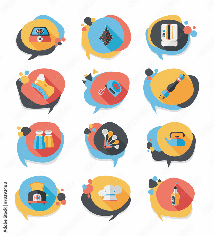 Kitchenware badge flat banner design background set, eps10 Kitchenware badge flat banner design background set, eps10