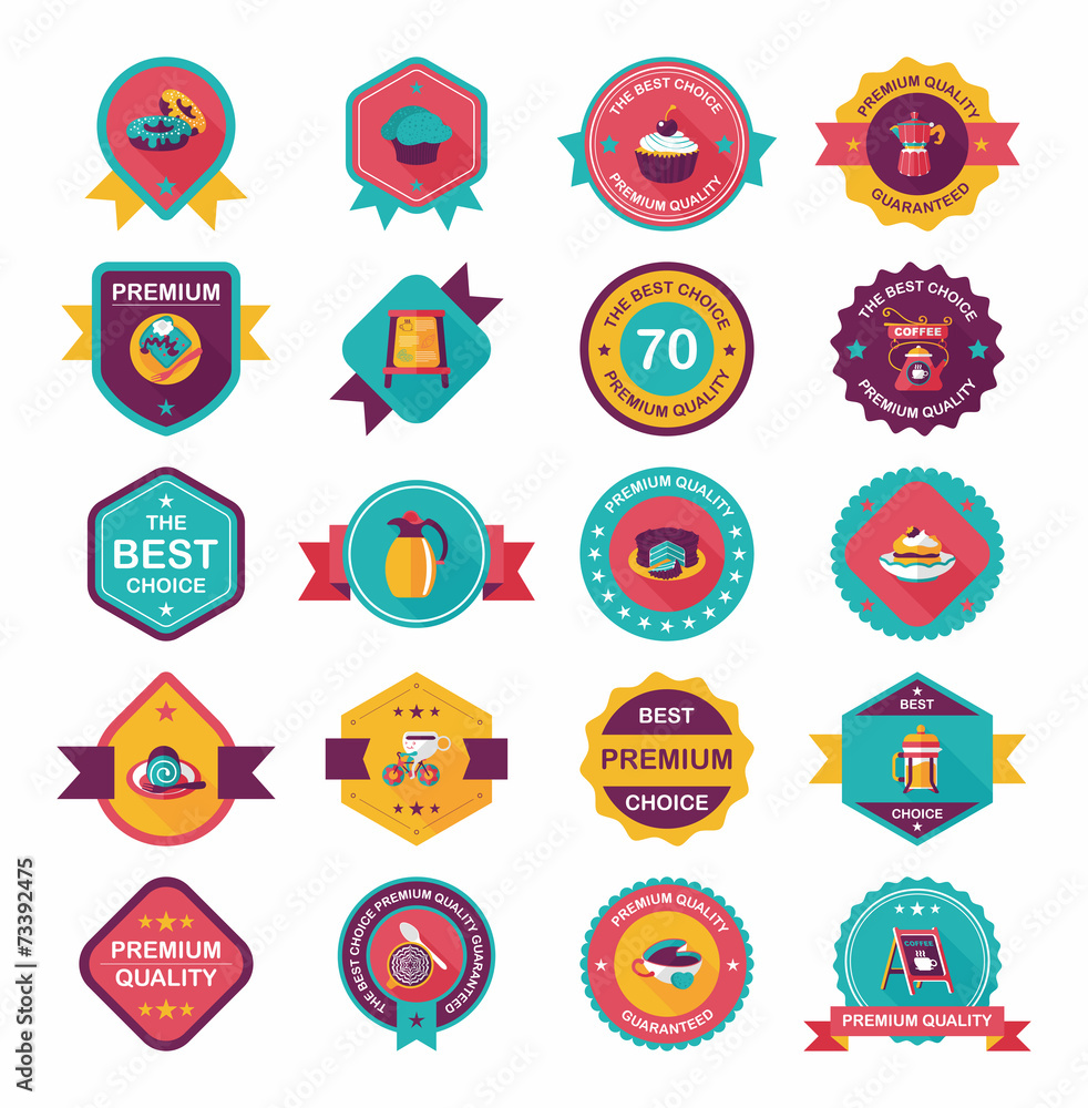 coffee badge design flat background set, eps10 coffee badge design flat background set, eps10