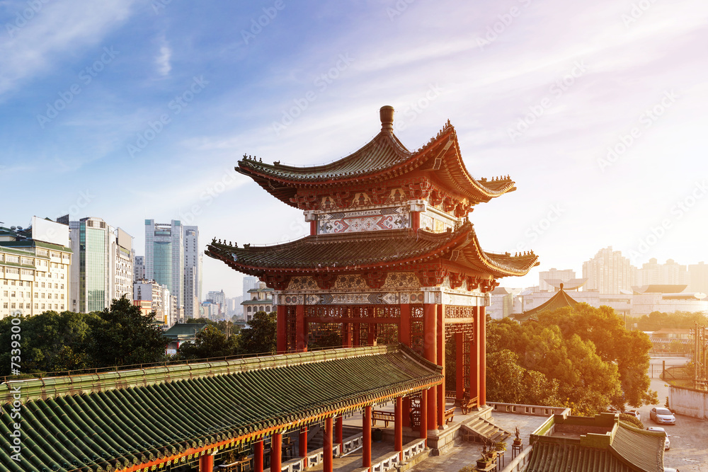 Obraz premium ancient Chinese architecture: garden.