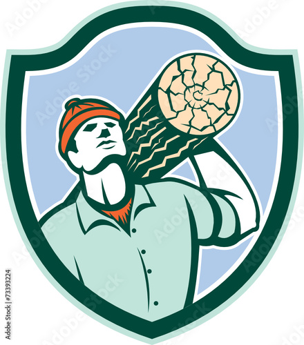 Logger Forester Carry Log Shield Retro