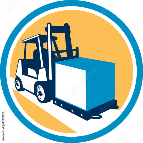 Forklift Truck Box Circle Retro