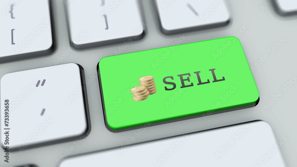 Sell button on computer keyboard. Key is pressed Sell button on computer keyboard. Key is pressed