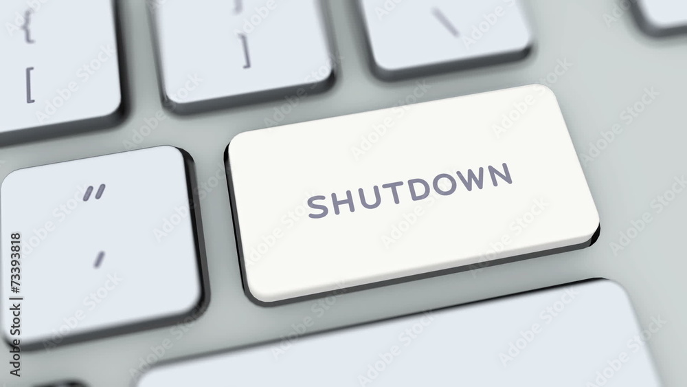 Shutdown button on computer keyboard. Key is pressed Shutdown button on computer keyboard. Key is pressed