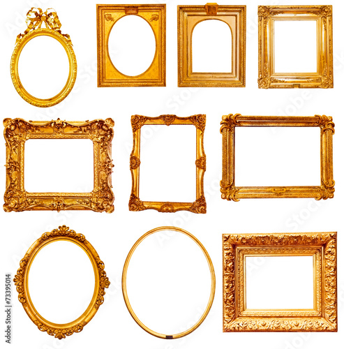 Set of golden vintage frame isolated
