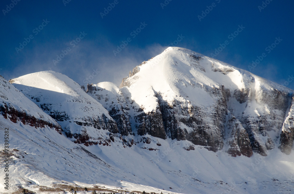 snow mountain range with sunlight, colorado 