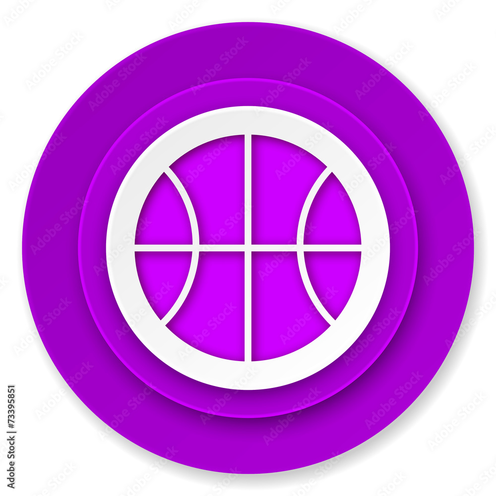 ball icon, violet button, basketball sign ball icon, violet button, basketball sign