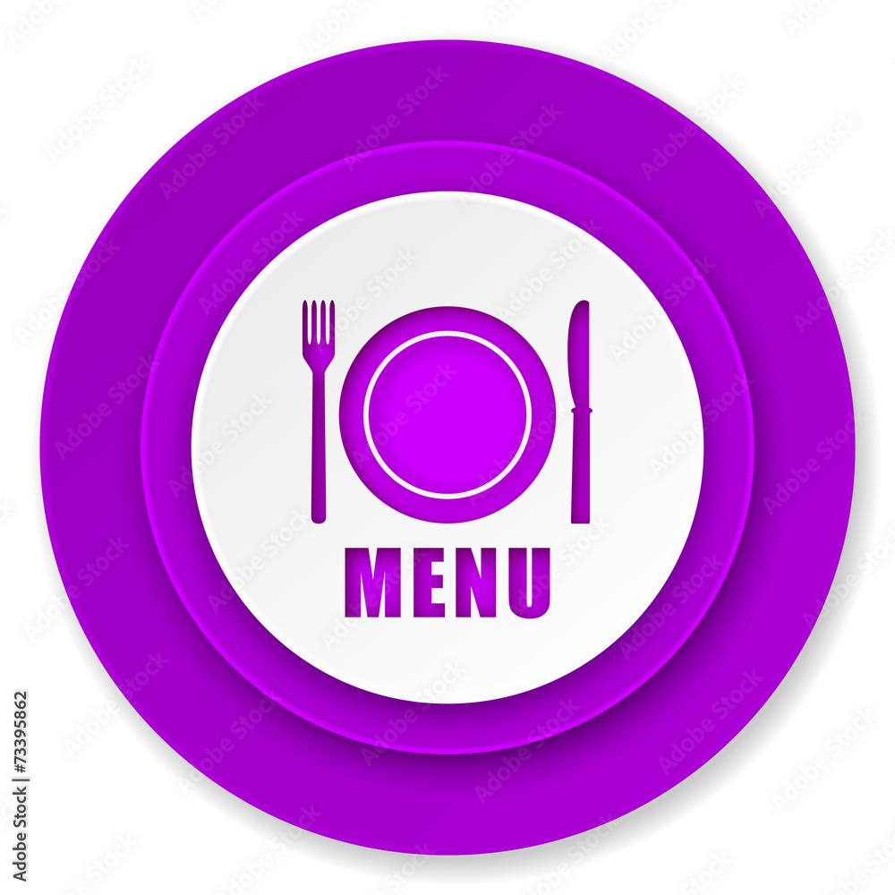 menu icon, violet button, restaurant sign menu icon, violet button, restaurant sign