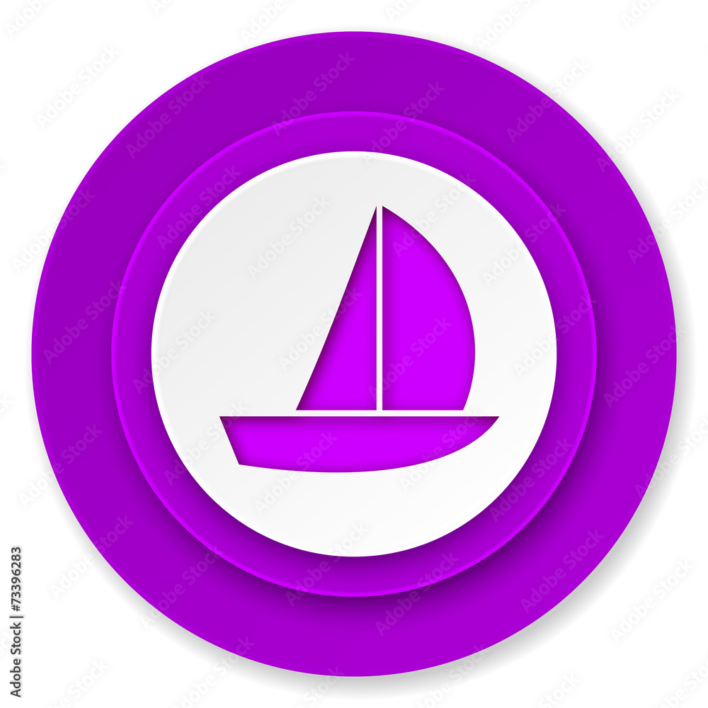 yacht icon, violet button, sail sign yacht icon, violet button, sail sign