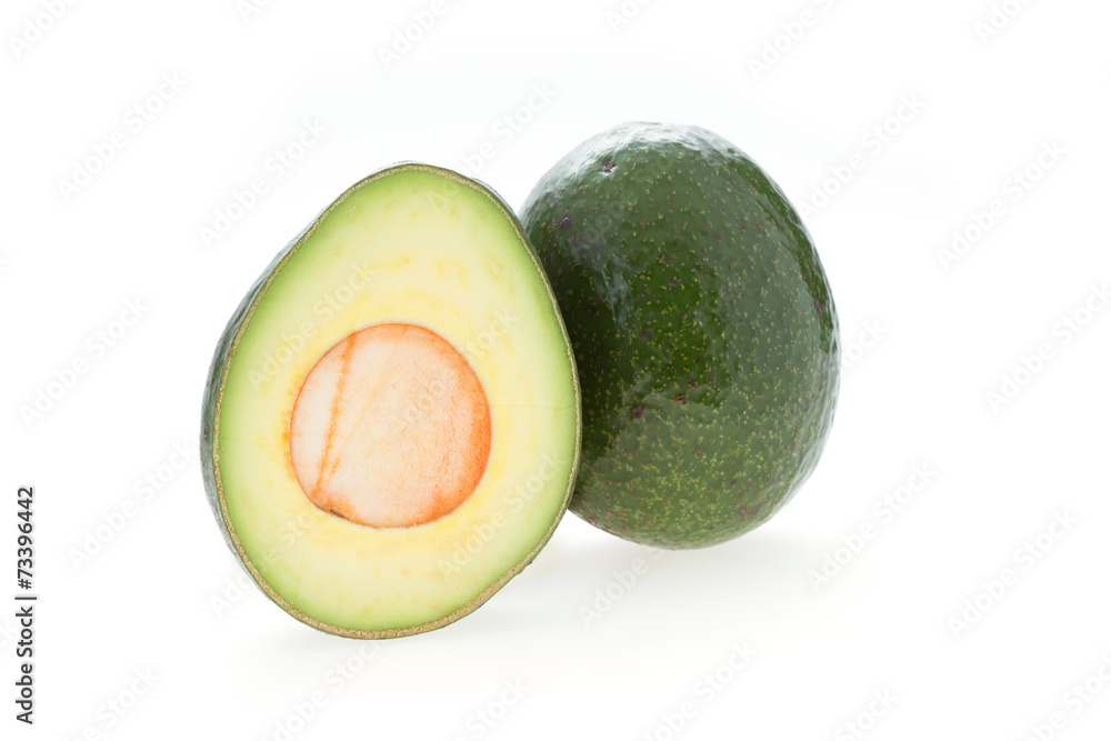avocado green fruit isolated white background