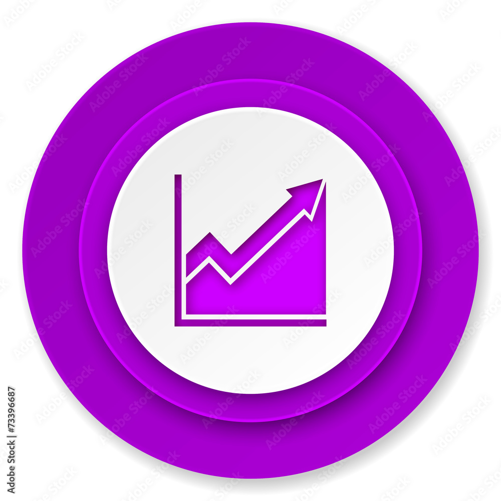 histogram icon, violet button, stock sign histogram icon, violet button, stock sign