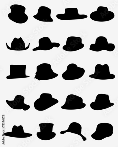 Silhouettes of male and female hat, vector