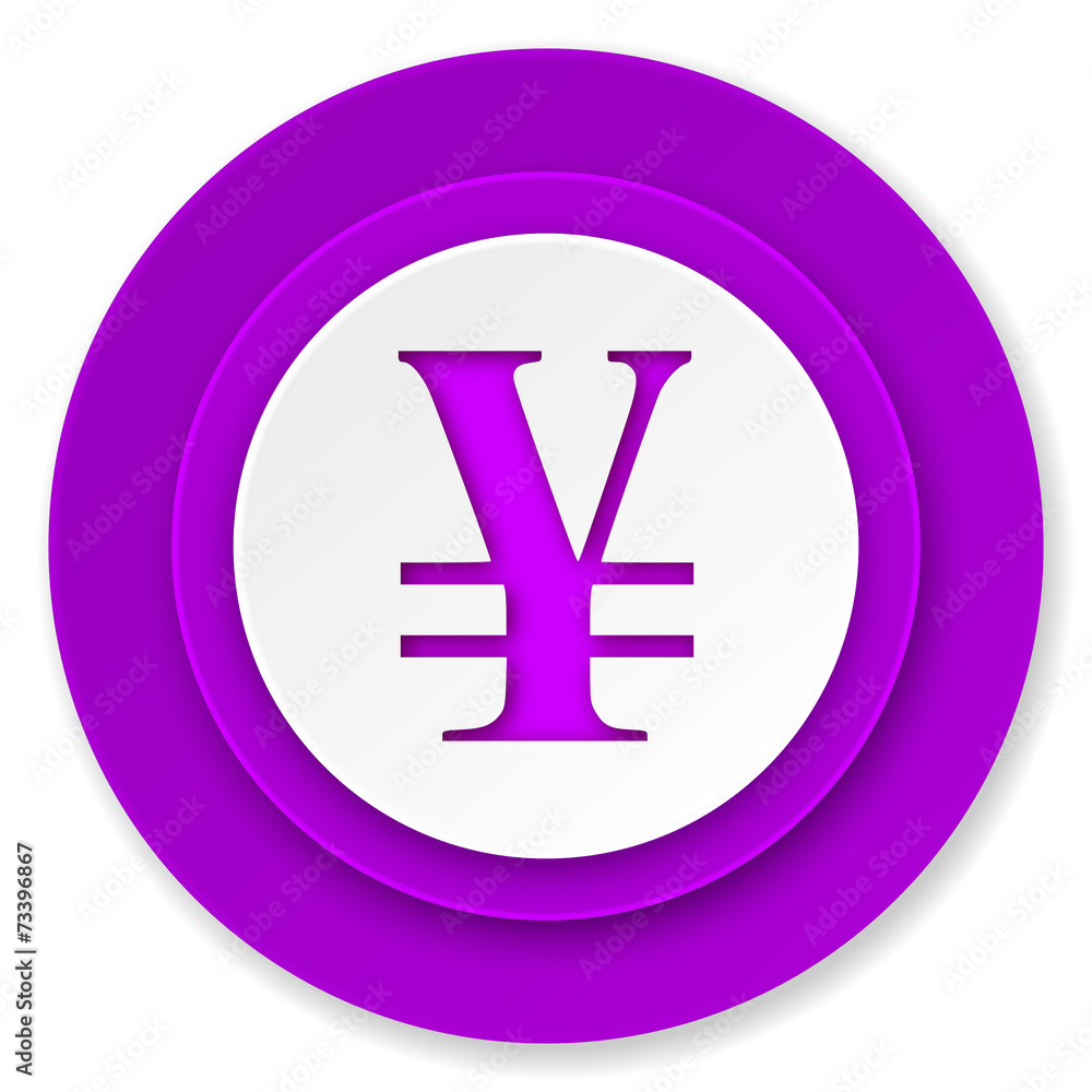 yen icon, violet button yen icon, violet button