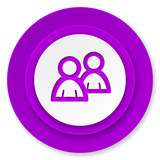 forum icon, violet button, people sign