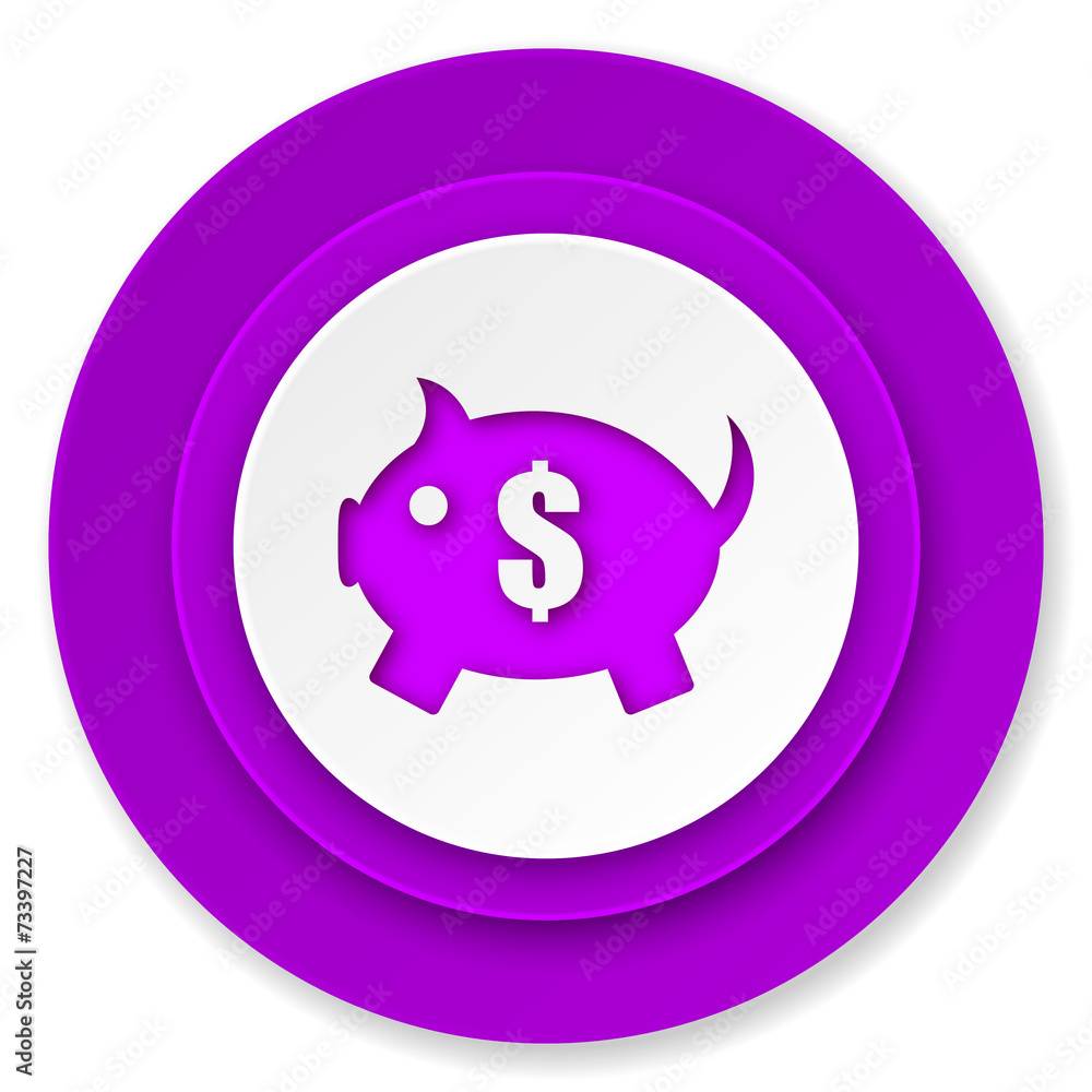 piggy bank icon, violet button piggy bank icon, violet button