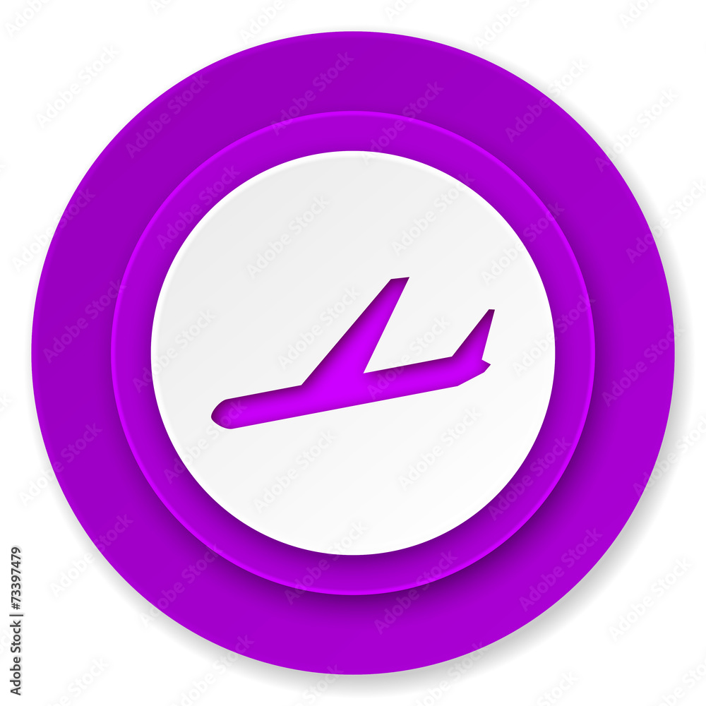 arrivals icon, violet button, plane sign arrivals icon, violet button, plane sign
