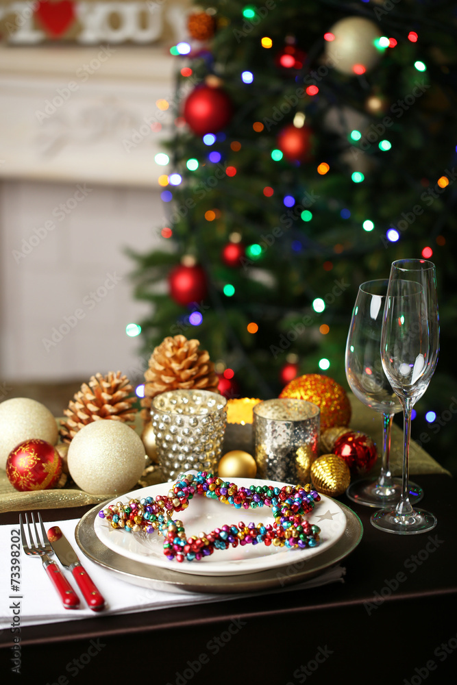 Serving Christmas table in room