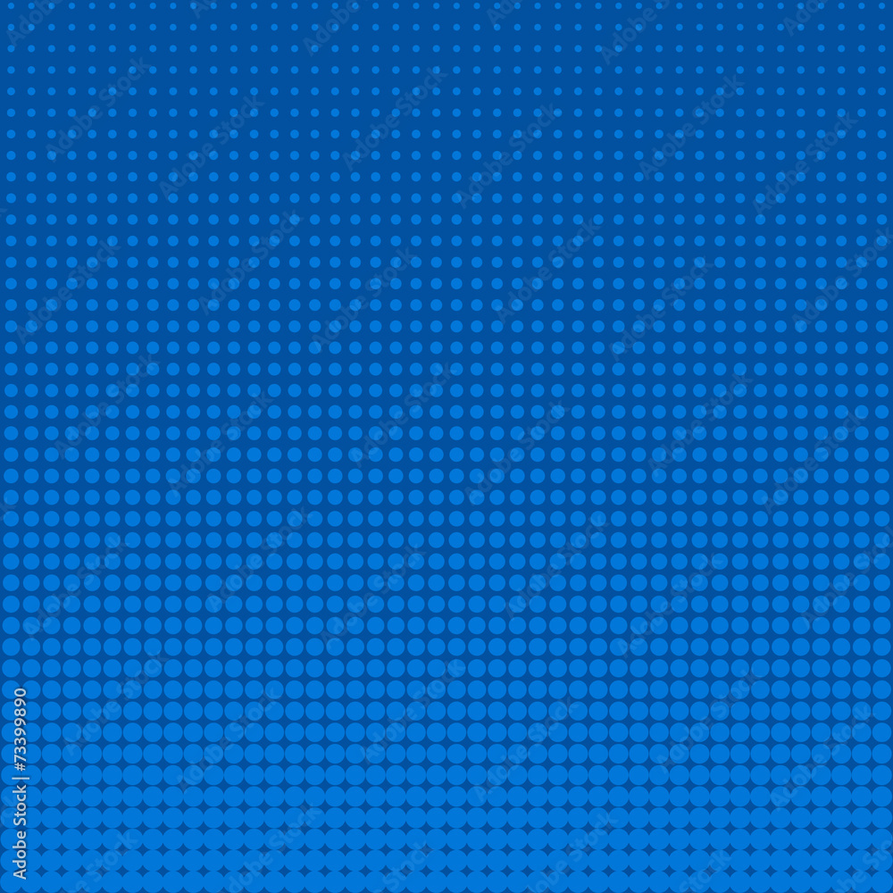 Halftone from the bottom of the blue dots on a blue background