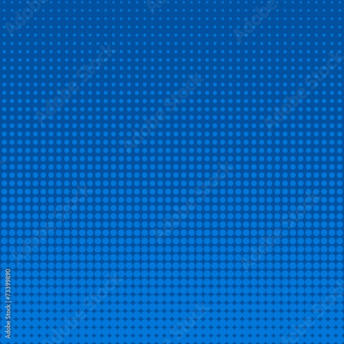 Halftone from the bottom of the blue dots on a blue background