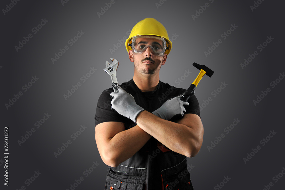 worker with yellow helmet worker with yellow helmet