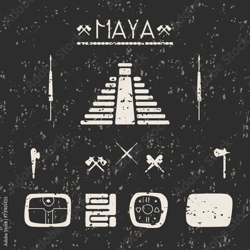 Design elements mystical signs and symbols of the Maya.