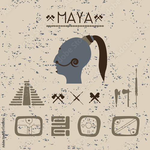Design elements mystical signs and symbols of the Maya.