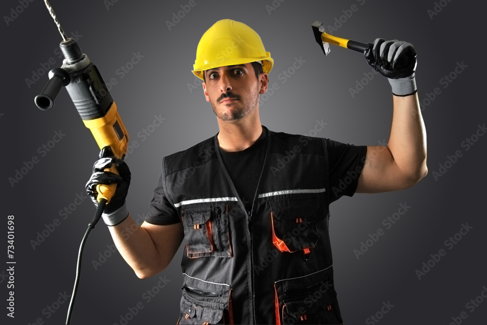 worker with yellow helmet worker with yellow helmet