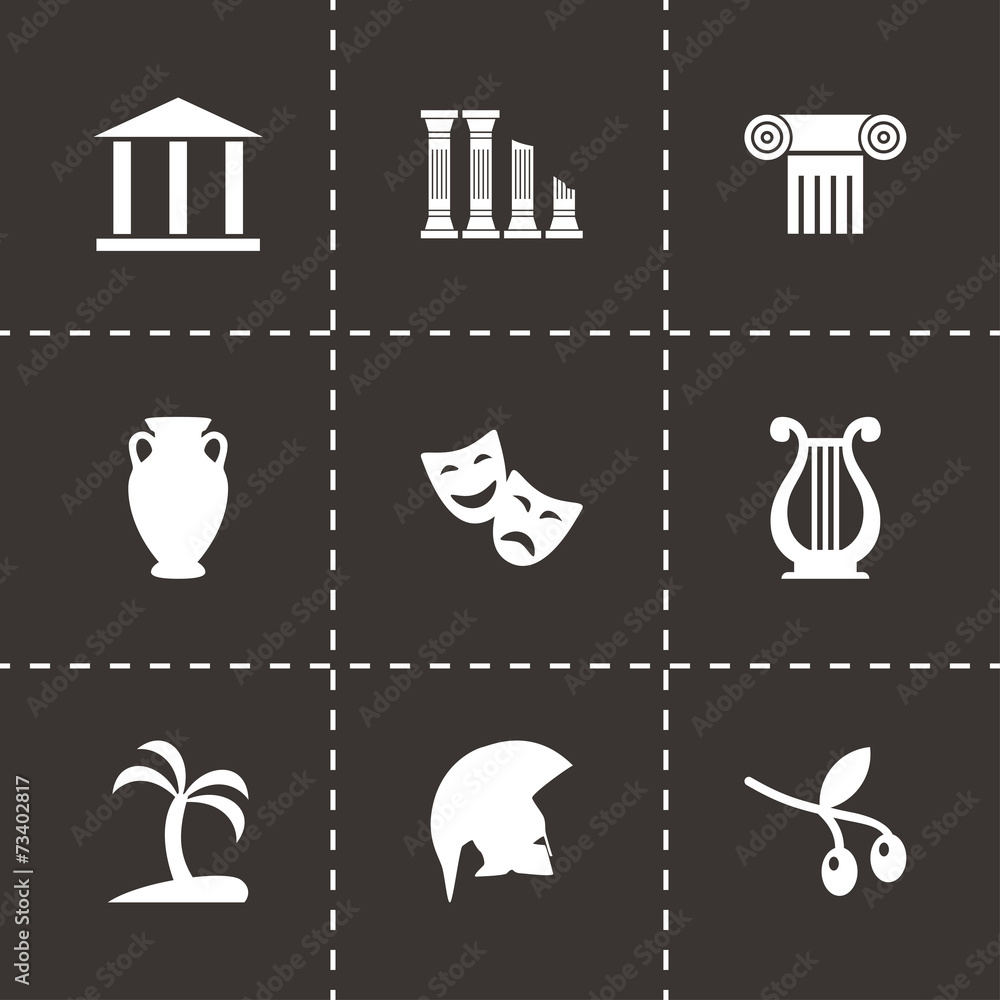 Vector greece icon set - obrazy, fototapety, plakaty 