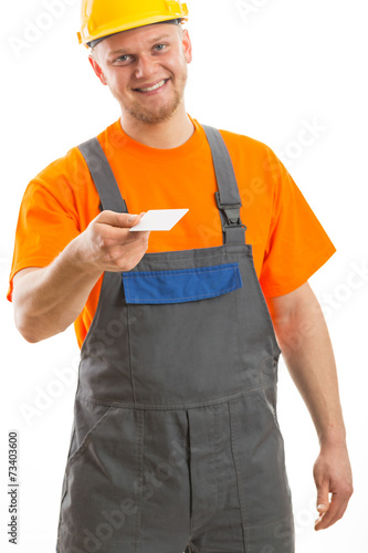 Engineer giving blank business card photo