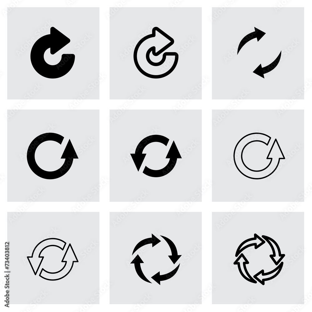 Vector black refresh icon set Vector black refresh icon set