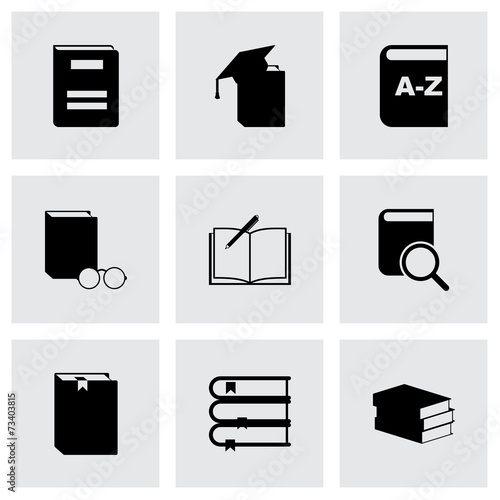 Vector black schoolbook icon set