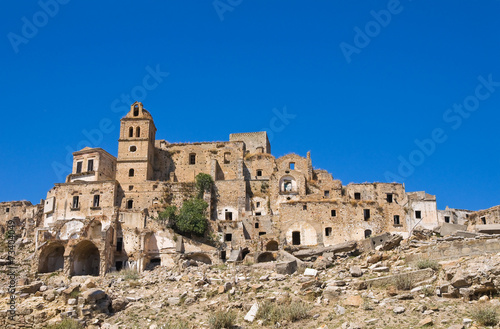 Panoramic view of Craco. Basilicata. Italy.