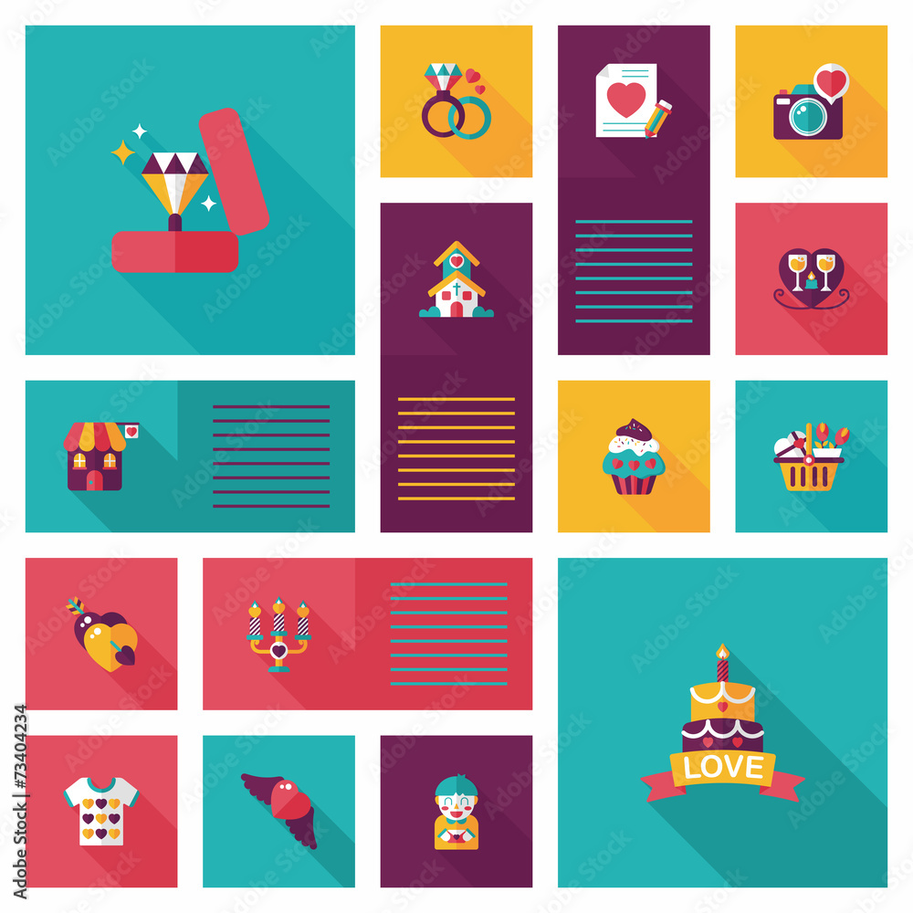 Valentine’s Day ui flat design background set, eps10 Valentine’s Day ui flat design background set, eps10