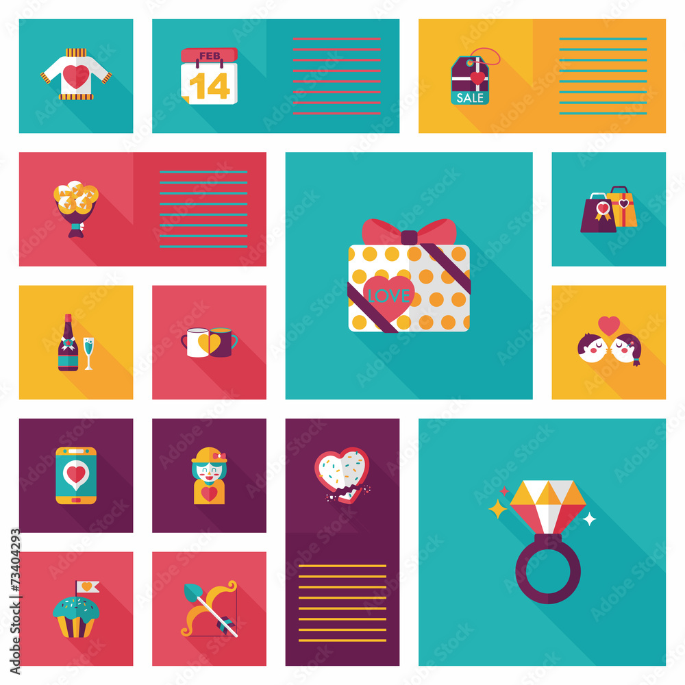 Valentine’s Day ui flat design background set, eps10 Valentine’s Day ui flat design background set, eps10