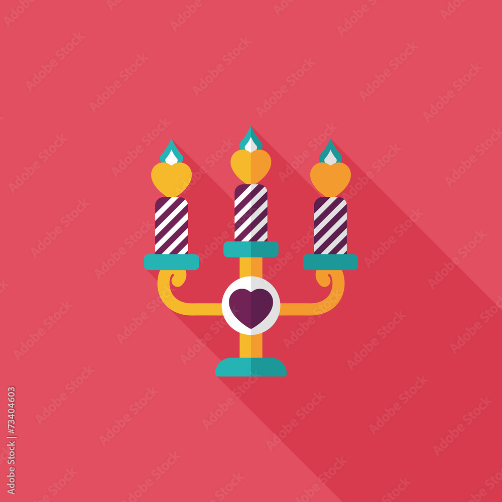 Valentine's Day candle flat icon with long shadow,eps10 Valentine's Day candle flat icon with long shadow,eps10