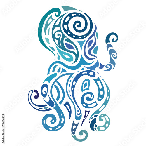 Ocean octopus. Ethnic pattern.