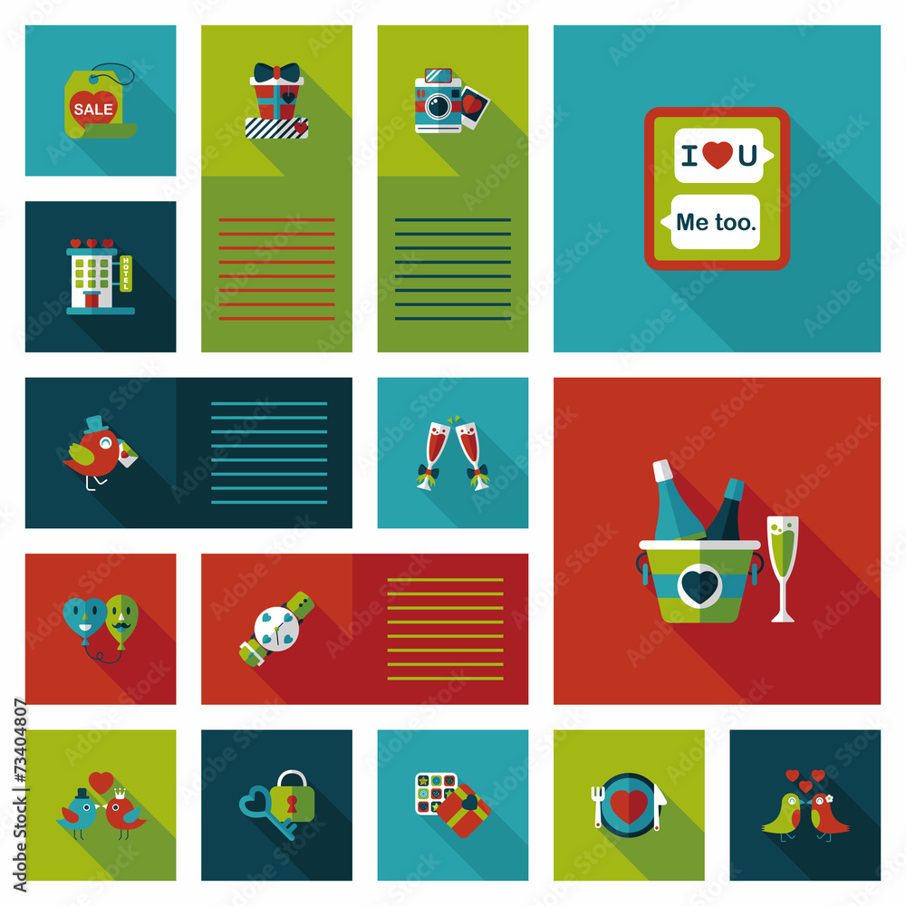 Valentine’s Day ui flat design background set, eps10 Valentine’s Day ui flat design background set, eps10