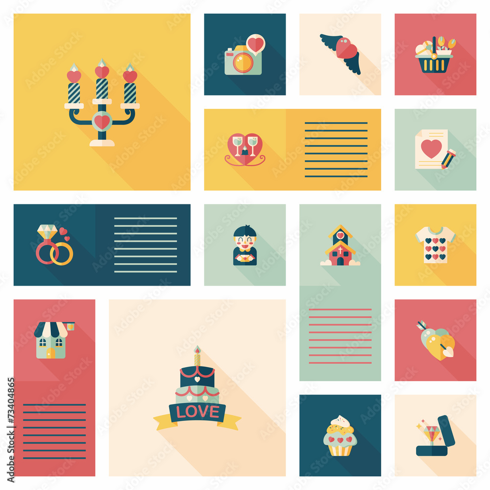 Valentine’s Day ui flat design background set, eps10 Valentine’s Day ui flat design background set, eps10