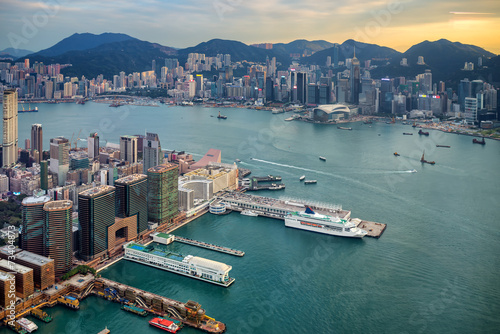 Photography Panoramic view of Hong Kong downtown. China.