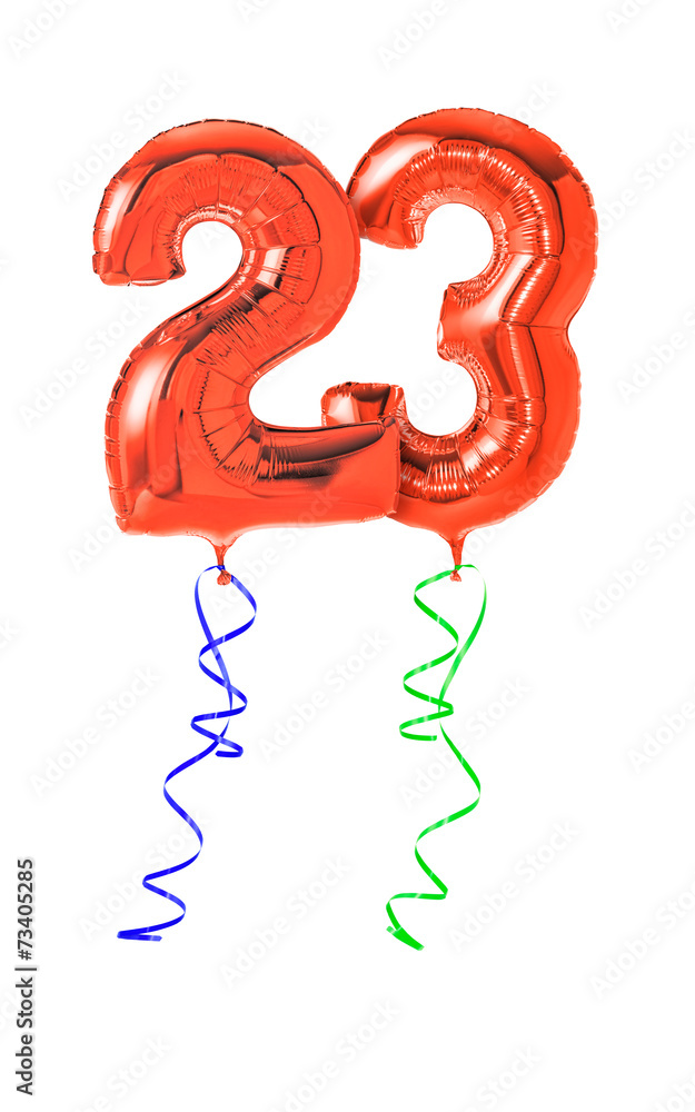 Rote Luftballons mit Geschenkband - Nummer 23 Rote Luftballons mit Geschenkband - Nummer 23