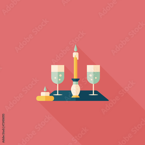 Valentine's day champagne flat icon with long shadow,eps10