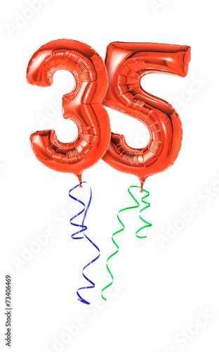 Rote Luftballons mit Geschenkband - Nummer 35