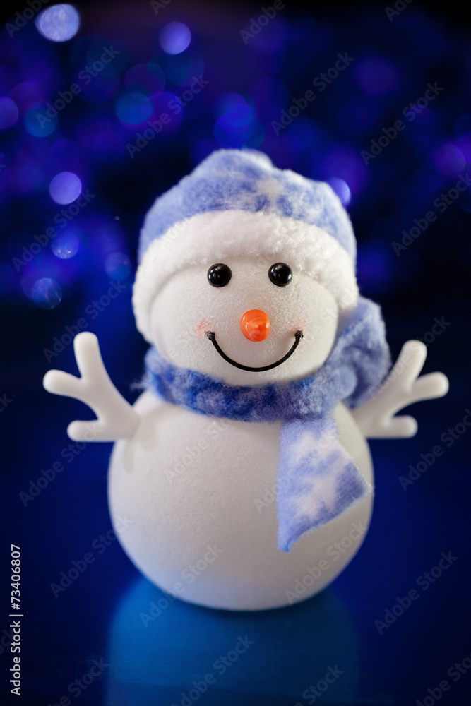 Fototapeta premium Cute snowman .Christmas toy.Christmas card.