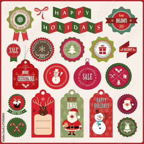 Christmas badges and labels
