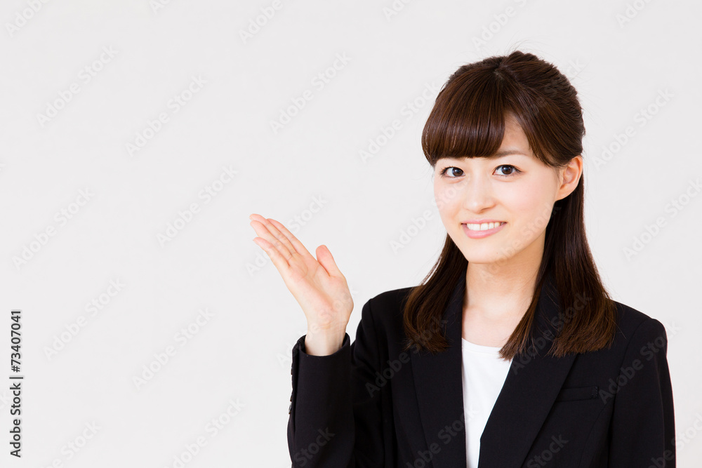 asian businesswoman showing on white background asian businesswoman showing on white background